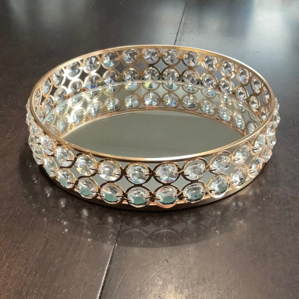 QVC Gold and Silver Crystal Accent Tray